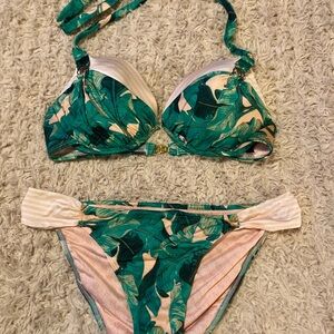 Tropical Leaf Print Bikini